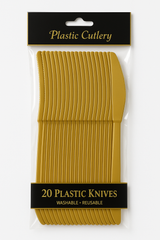 Gold Plastic Knives - Pack of 20