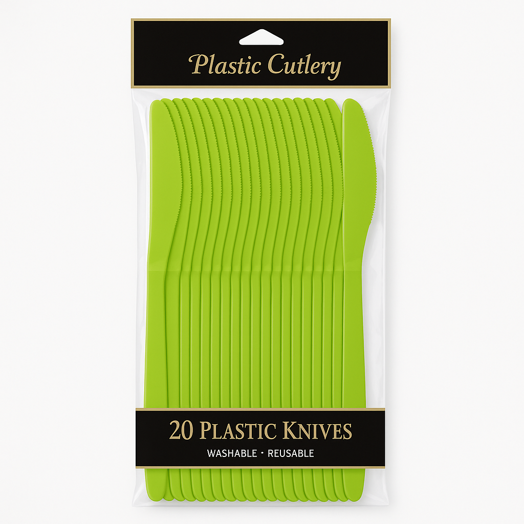 Kiwi Green Plastic Knives - 20 Pack