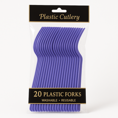 Economical Purple Plastic Forks - Pack of 20