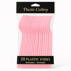 Pink Plastic Economy Forks - Pack of 20