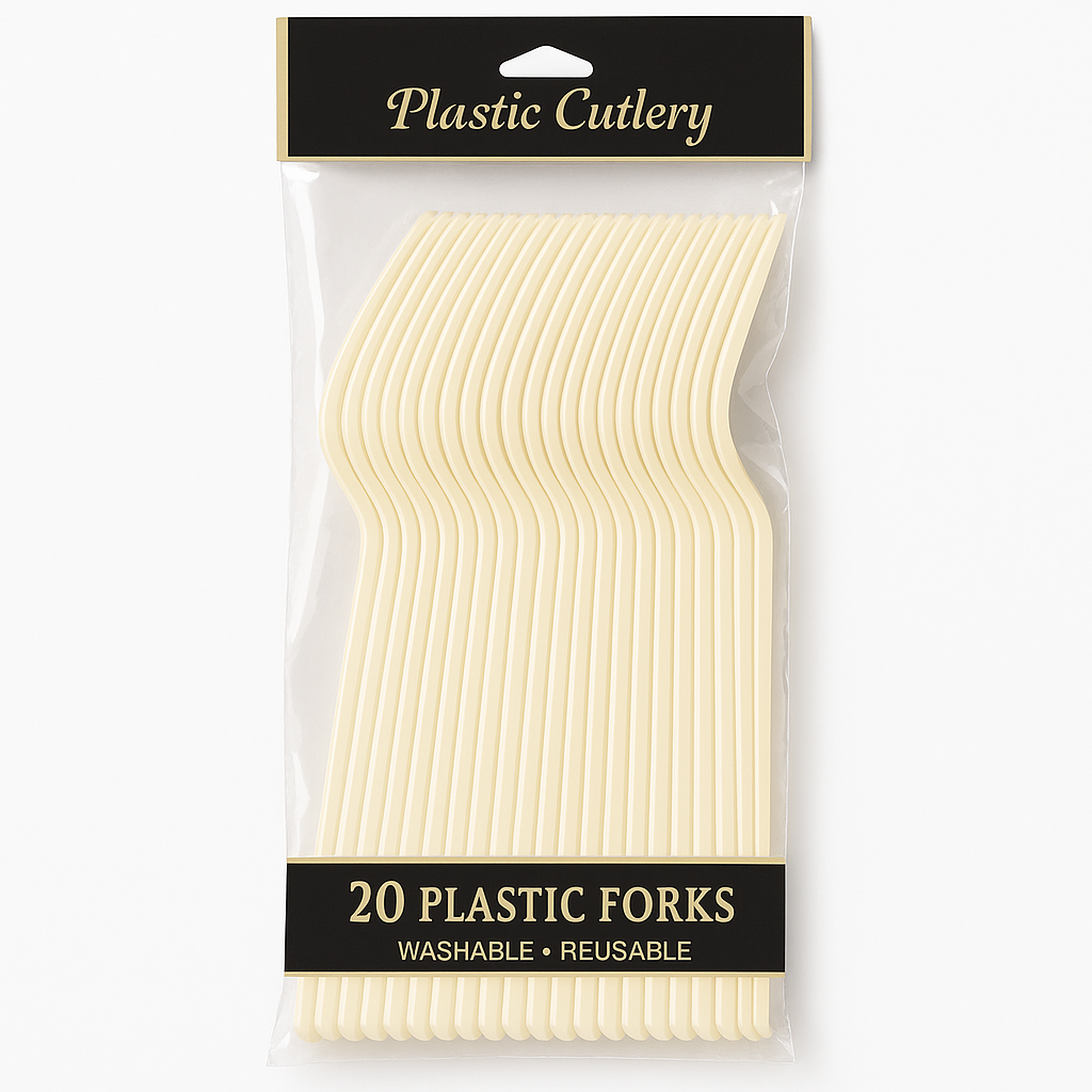 Vanilla Cr√®me Economy Plastic Forks - 20 Pack