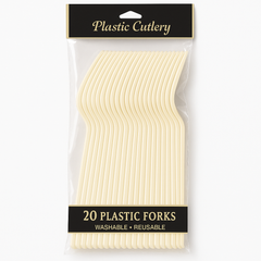 Vanilla Cr√®me Economy Plastic Forks - 20 Pack