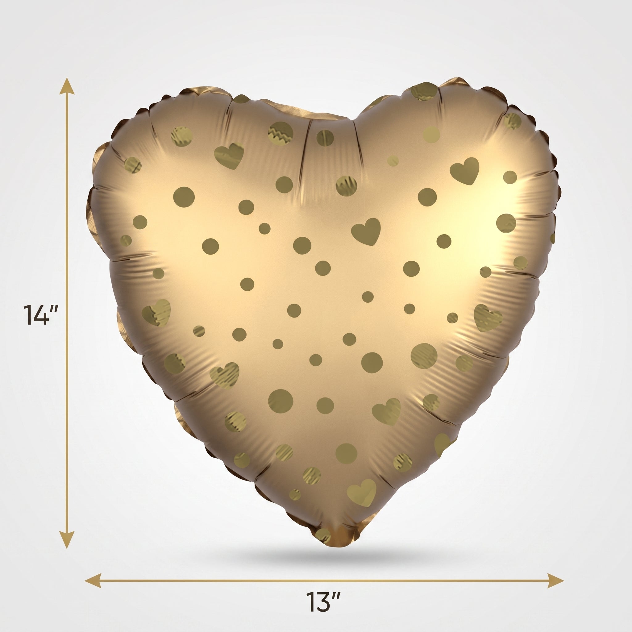 Gold Heart Foil Balloon with Polka Dots