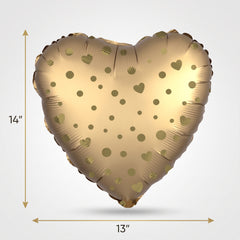 Gold Heart Foil Balloon with Polka Dots