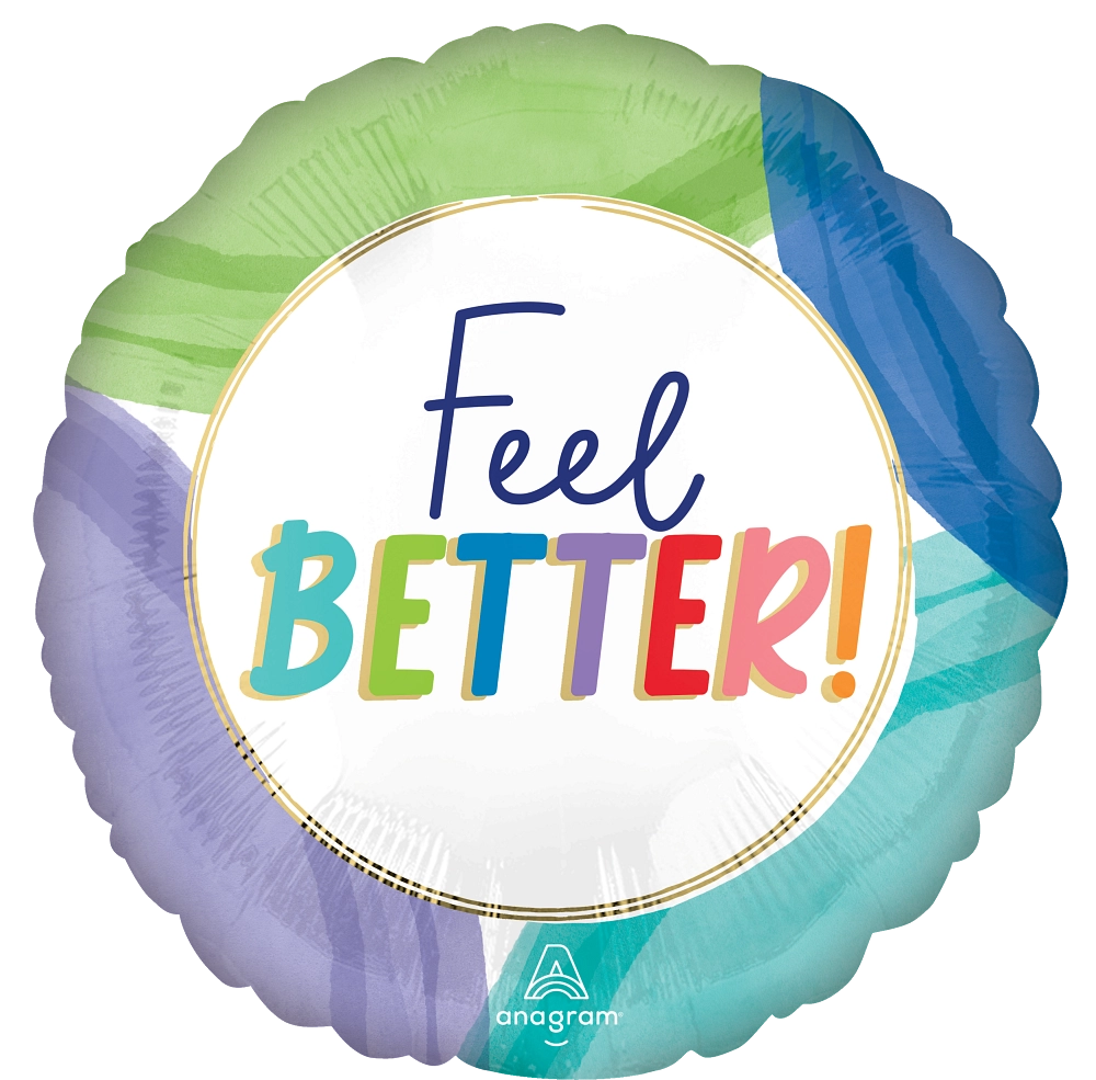 Cheerful Feel Better 18-Inch Metallic Mylar Balloon