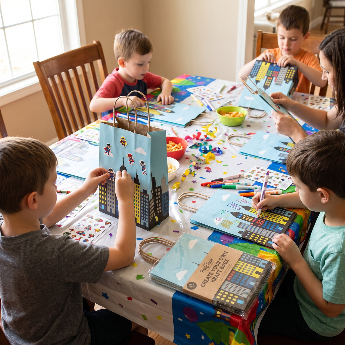 Party Town Create Your Own Kraft Gift Bags for Kids - 8 Pack