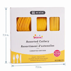Sunshine Yellow Heavy-Duty Plastic Cutlery Set 80 Count