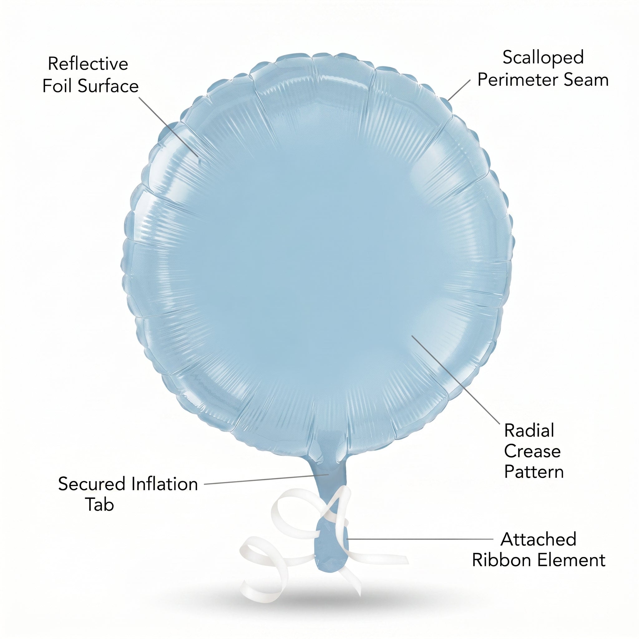 Pastel Blue Foil Balloon 18 Inch Round - Self-Sealing Light Blue Mylar Balloon with Ribbon for Baby Shower, Gender Reveal, Birthday Party Decorations