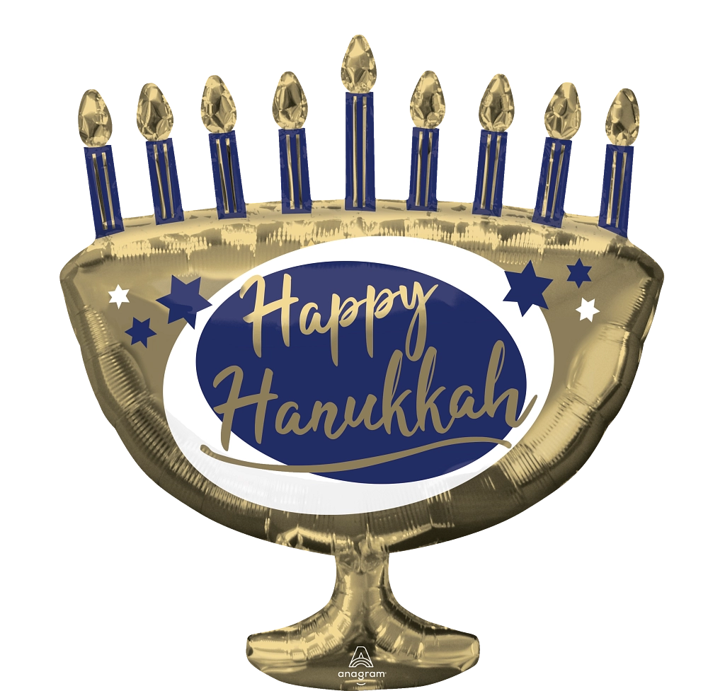 Elegant Metallic Menorah Foil Balloon - Super Shape