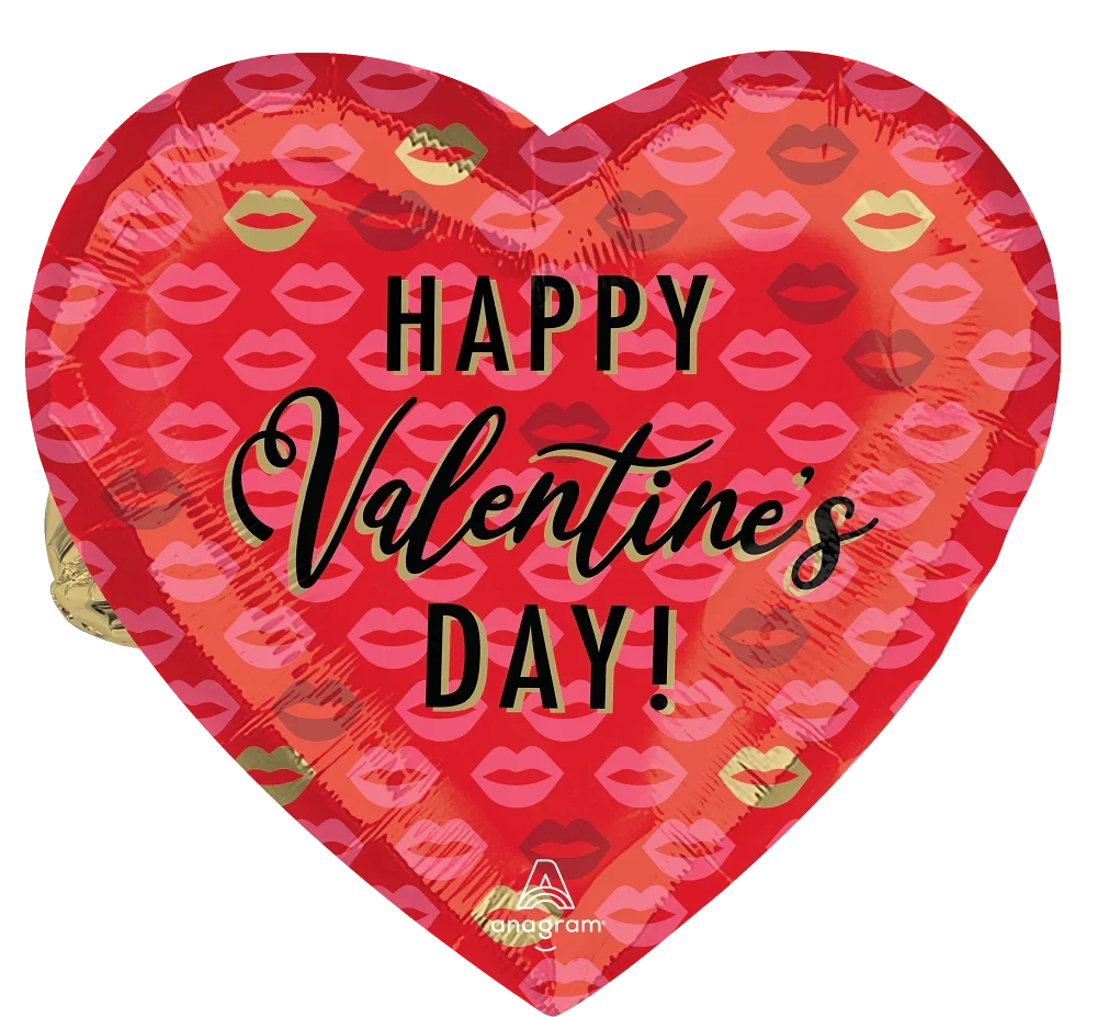 Valentine Kissy Lips Metallic Balloon - 28"