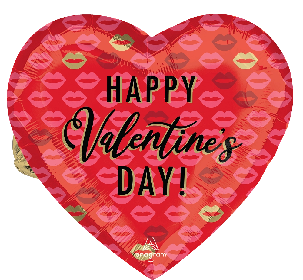Valentine Kissy Lips Metallic Balloon