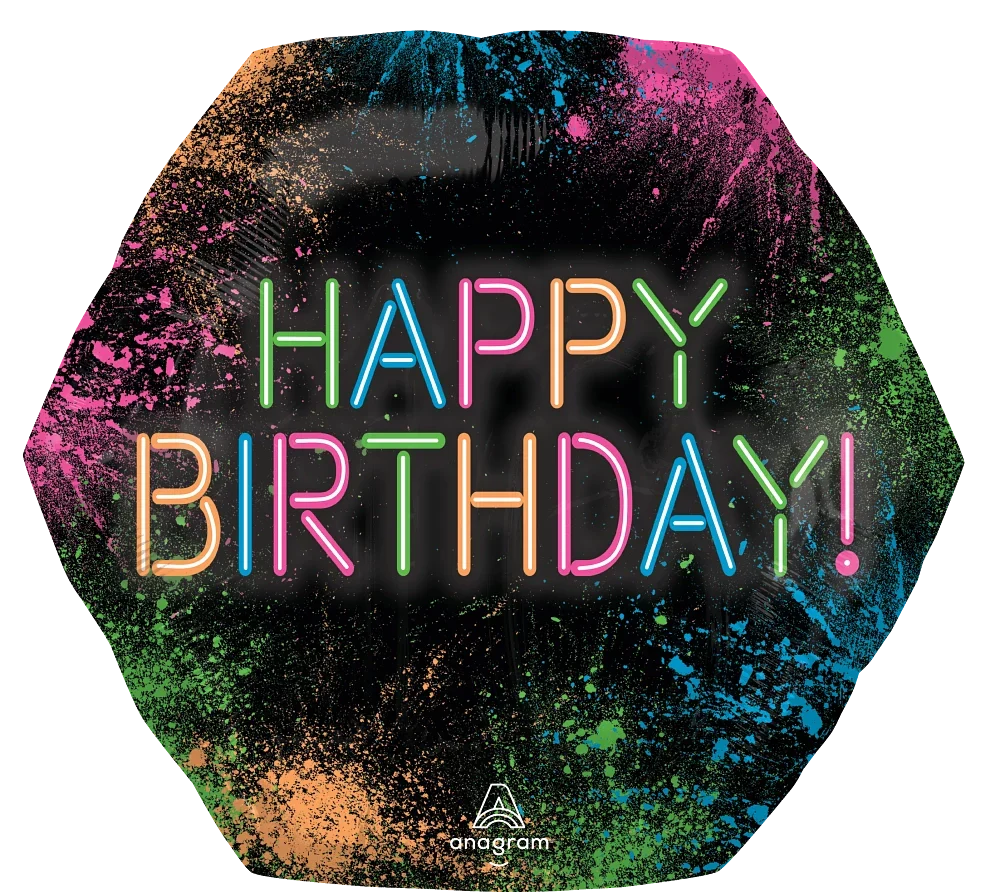 Let's Glow Crazy Neon Jumbo Birthday Foil Balloon - 23"