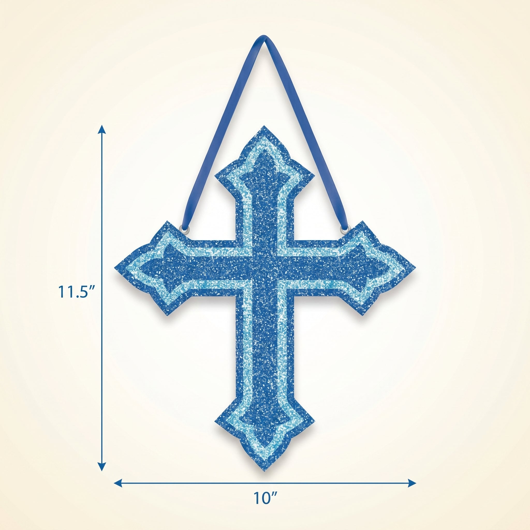 Blue Glitter Foam Sacraments Cross Hanging Decoration