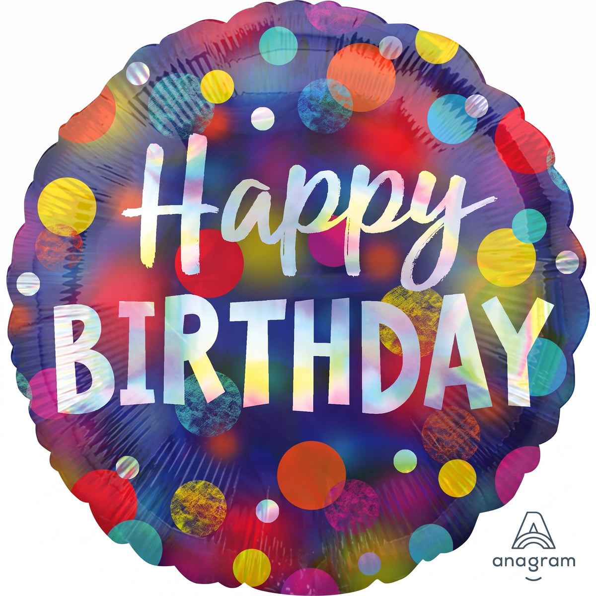 Vibrant Polka Dot Happy Birthday 18-inch Foil Balloon