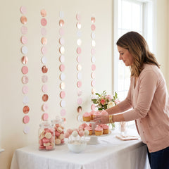 Elegant Rose Gold Hanging Circle Decorations - 5 Pack