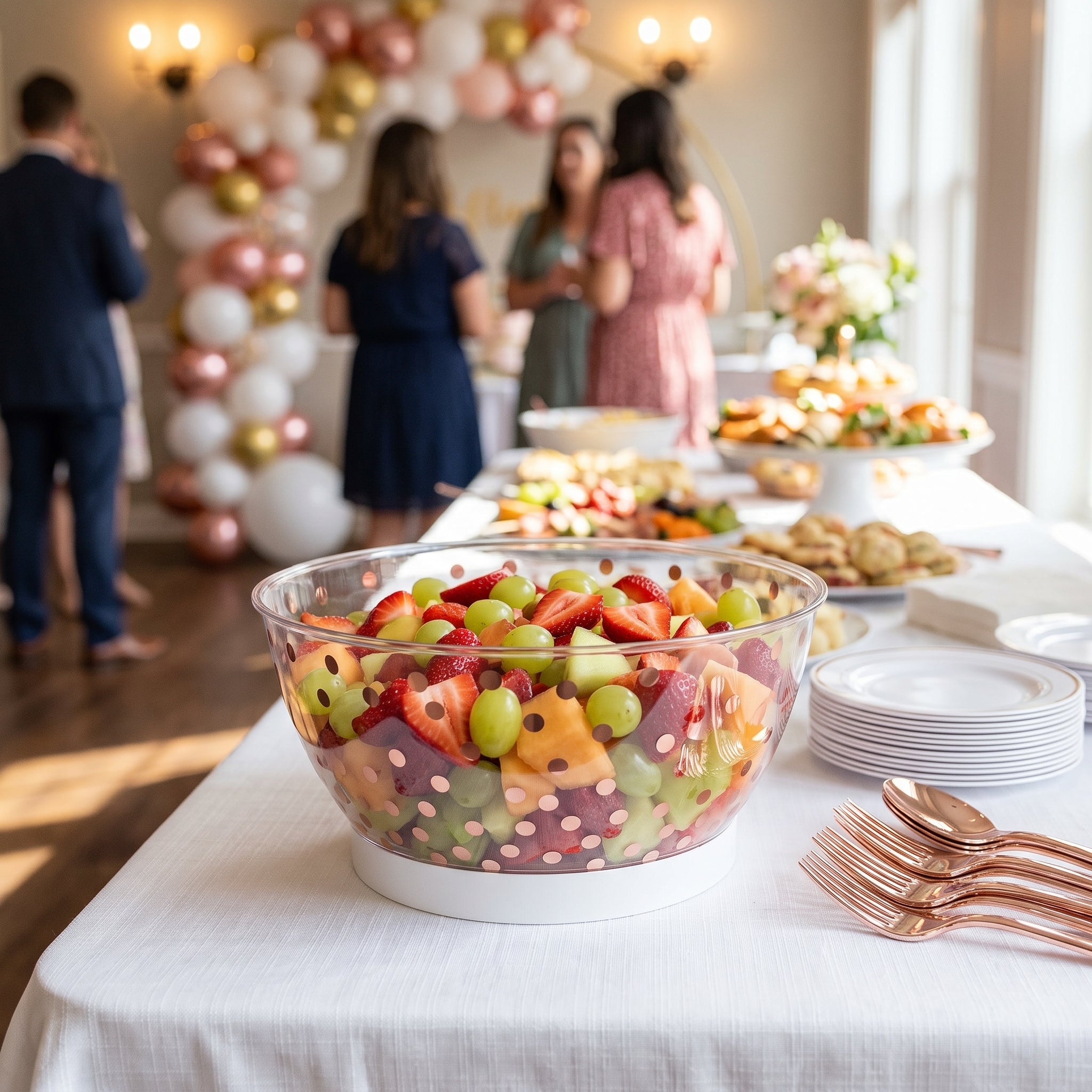Elegant Rose Gold Dots Plastic Serving Bowl