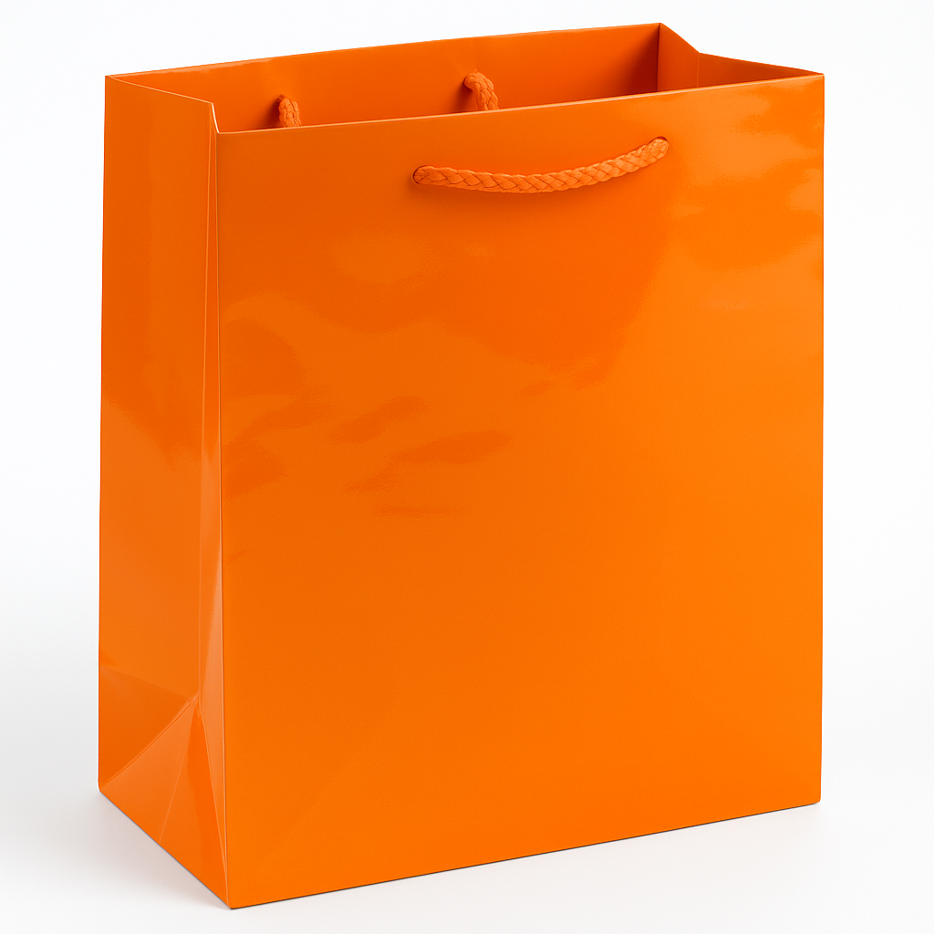 Glossy Medium Gift Bag - Bold Orange Finish