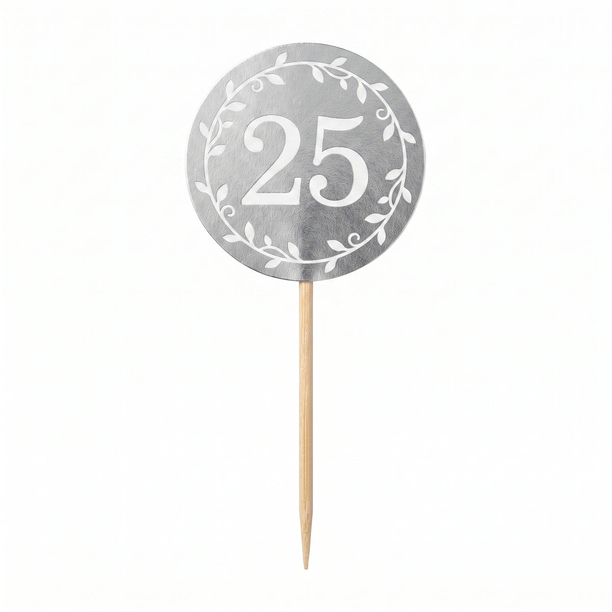 25th Anniversary Silver Party Picks - 3.5-Inch, 24 Pack
