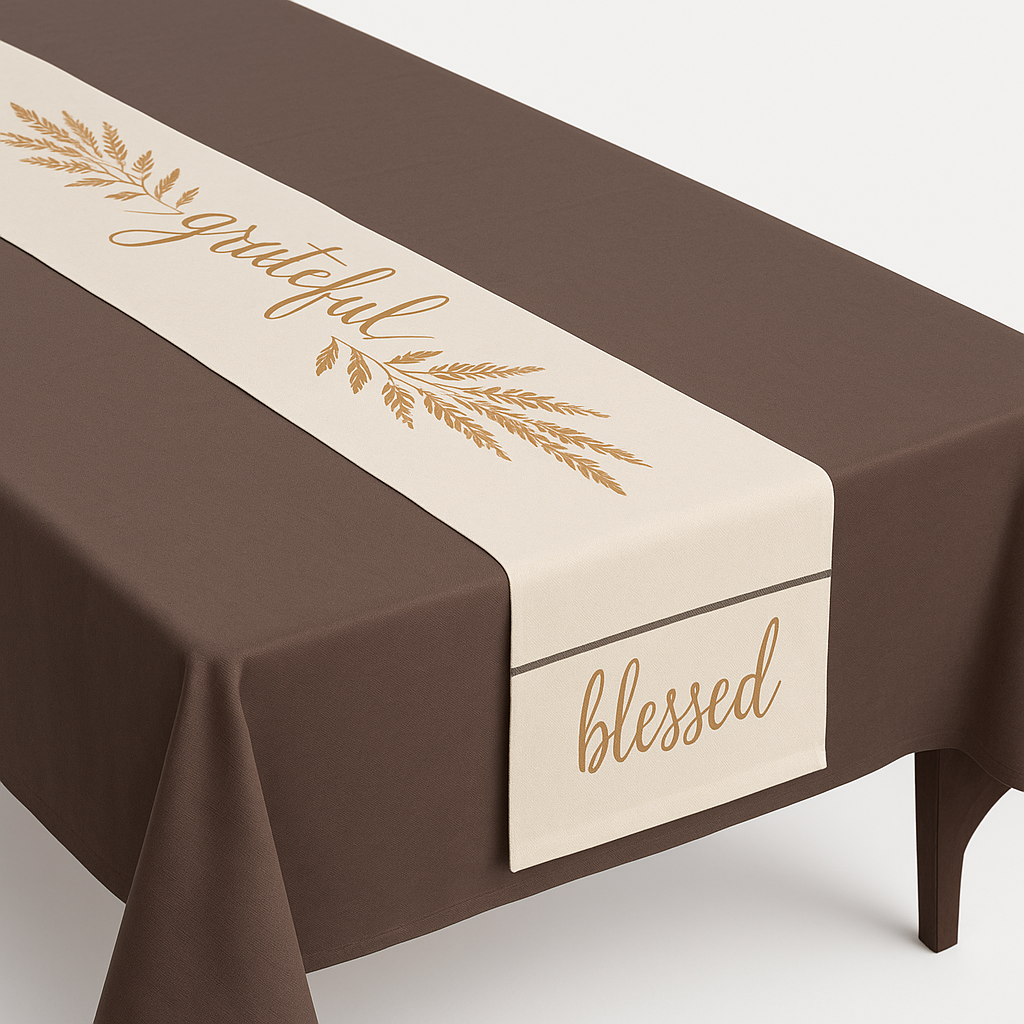 "Thankful, Blessed, Grateful" Autumn Table Runner