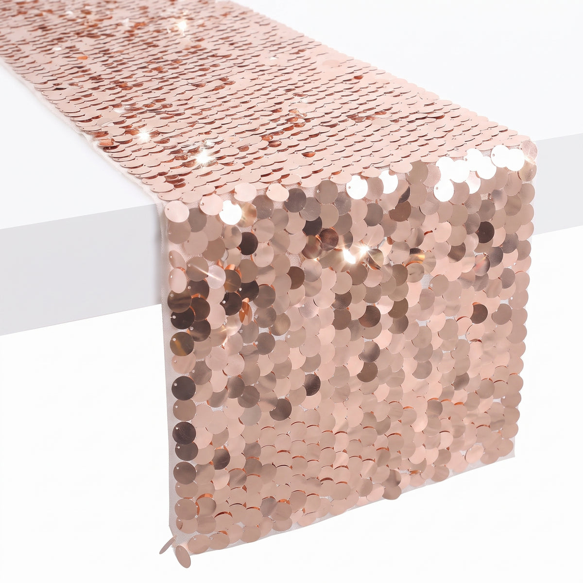 Blush Sequin Table Runner - 13" x 6', Perfect for Birthdays & Parties