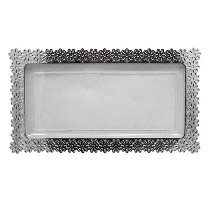 8 In. X 15 In. Silver Edged Flower Tray | 2 Count