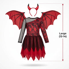 Girls' Daredevil Halloween Costume with Wings and Horns