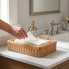 Wicker Guest Towel Caddy for Everyday Entertaining