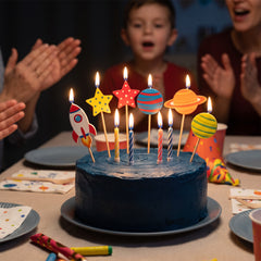 Blast Off Birthday Candle Set - Outer Space Theme, Pack of 8