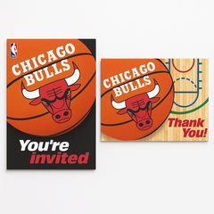 Chicago Bulls NBA Party Invitation & Thank You Card Set