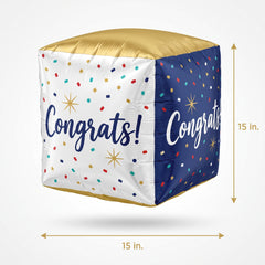 Cubez Congrats Confetti Metallic Balloon