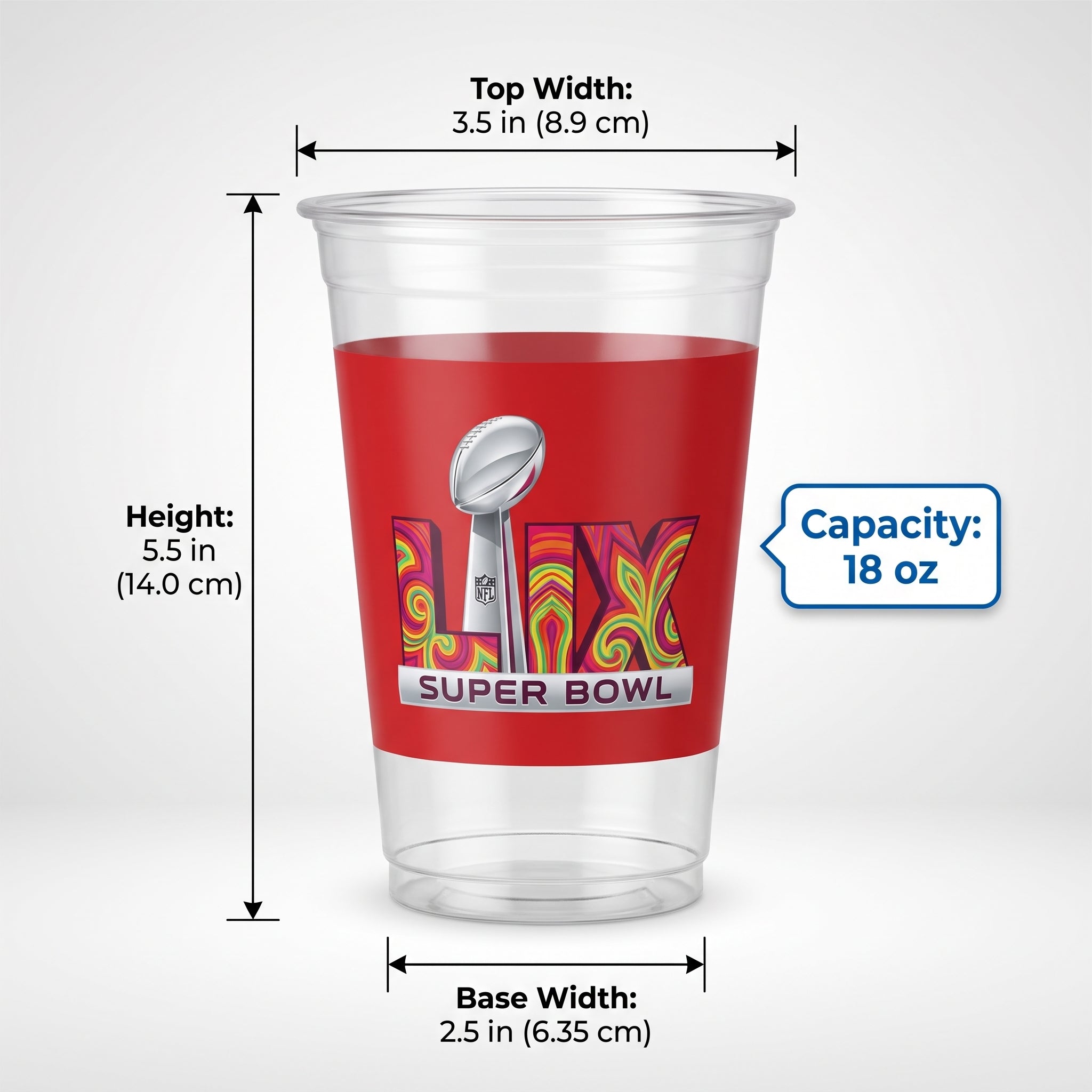 Super Bowl LIX Plastic Cups, 18oz, 25ct