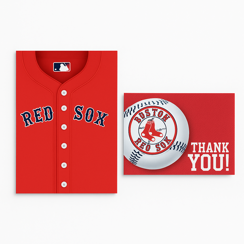 Boston Red Sox MLB Invitation & Thank You Card Set