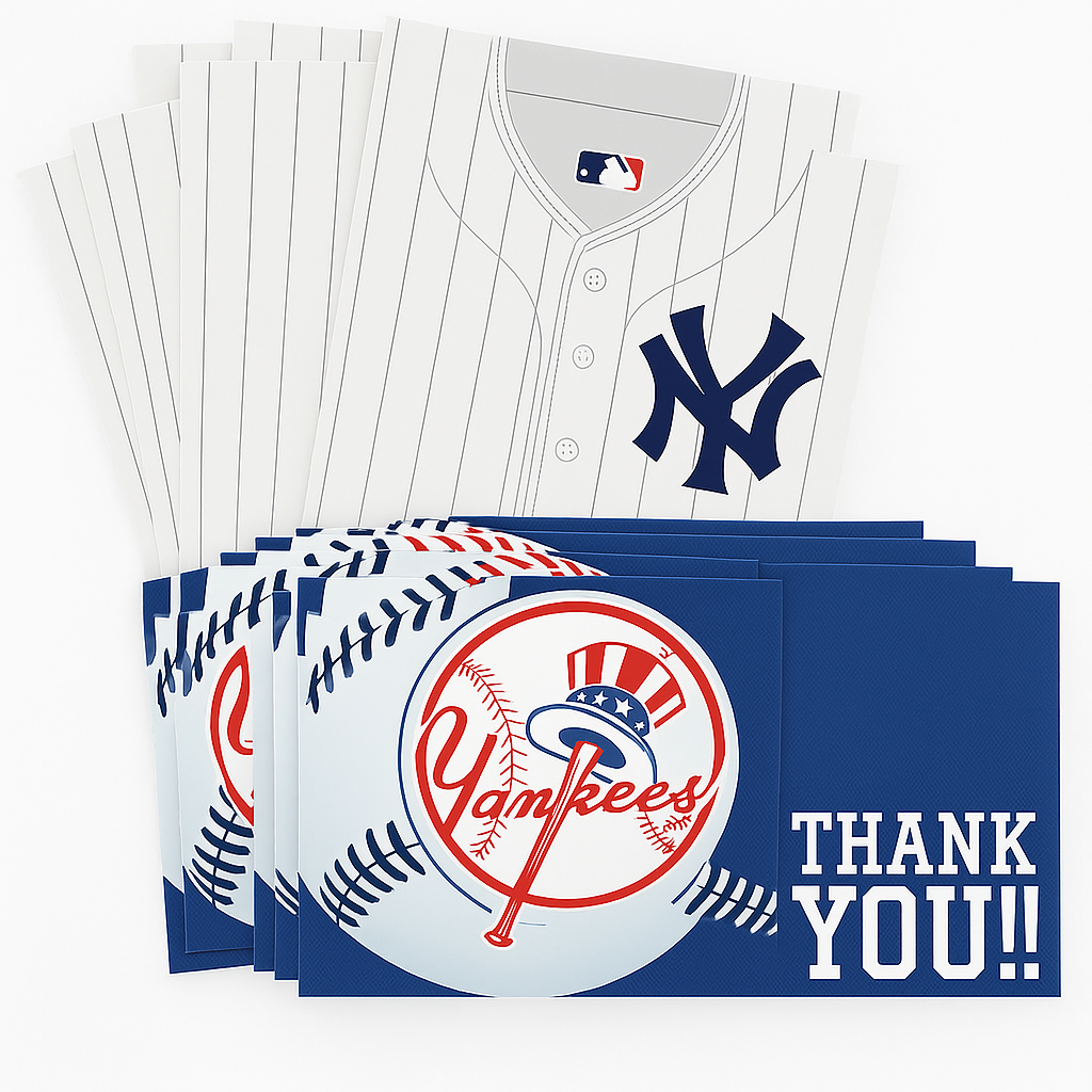 New York Yankees MLB Invitation & Thank You Card Set