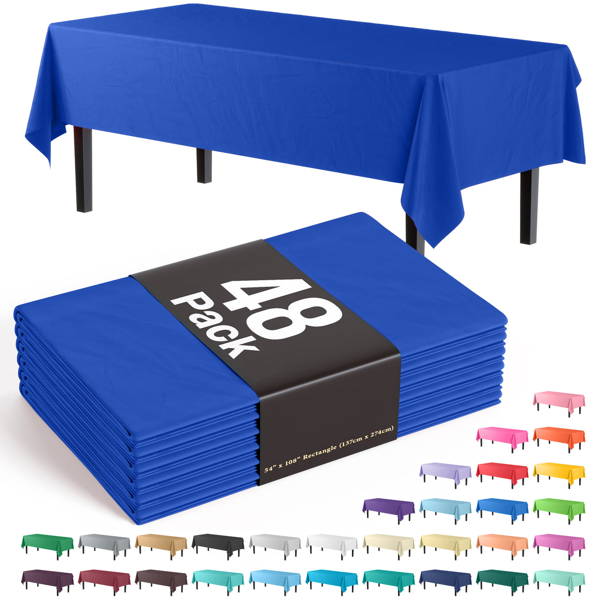 Unleashed - Dark Blue Plastic Table Cover | Case of 48