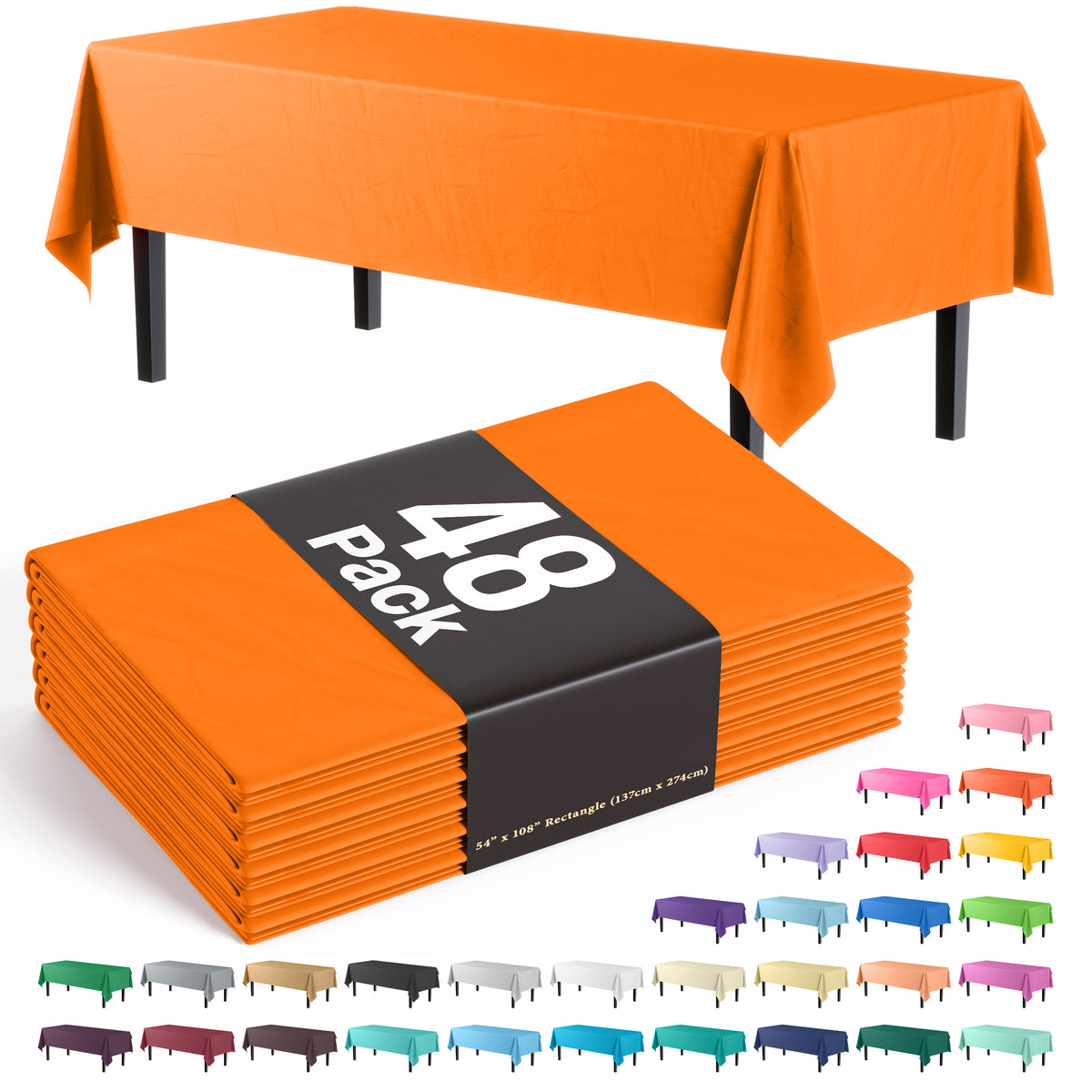 Unleashed - Orange Plastic Table Cover | Case of 48