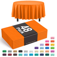 Round Orange Plastic Table Cover | Case of 48