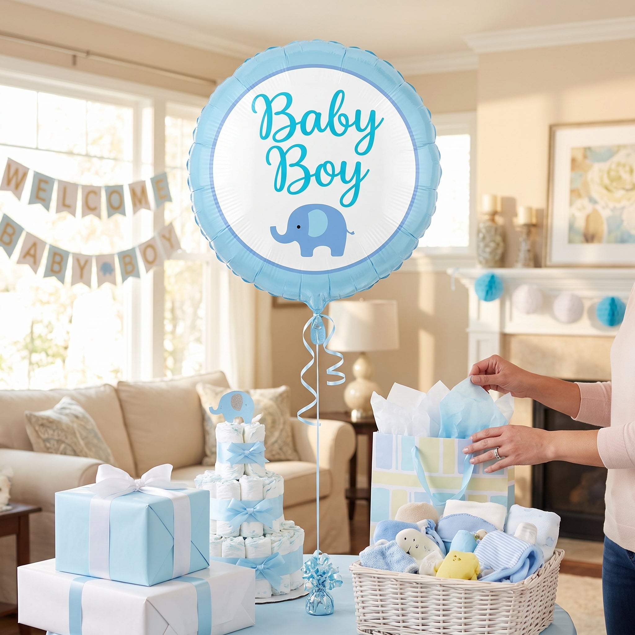 Baby Boy Elephant Foil Balloon - 18" Mylar