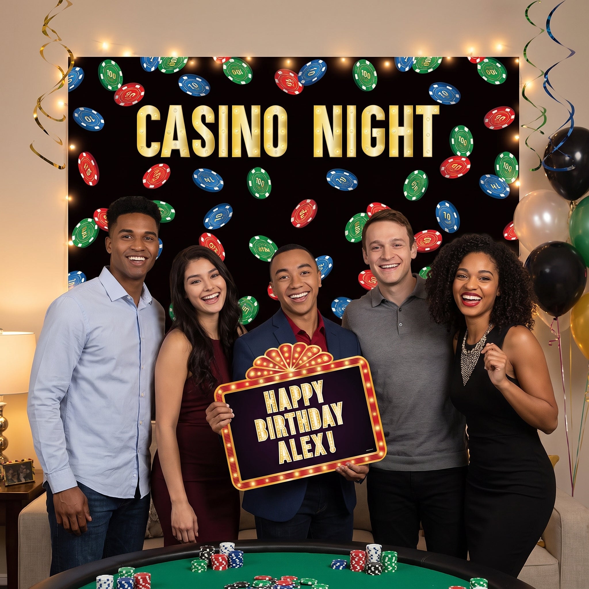 Roll the Dice Casino Photo Booth Backdrop Kit