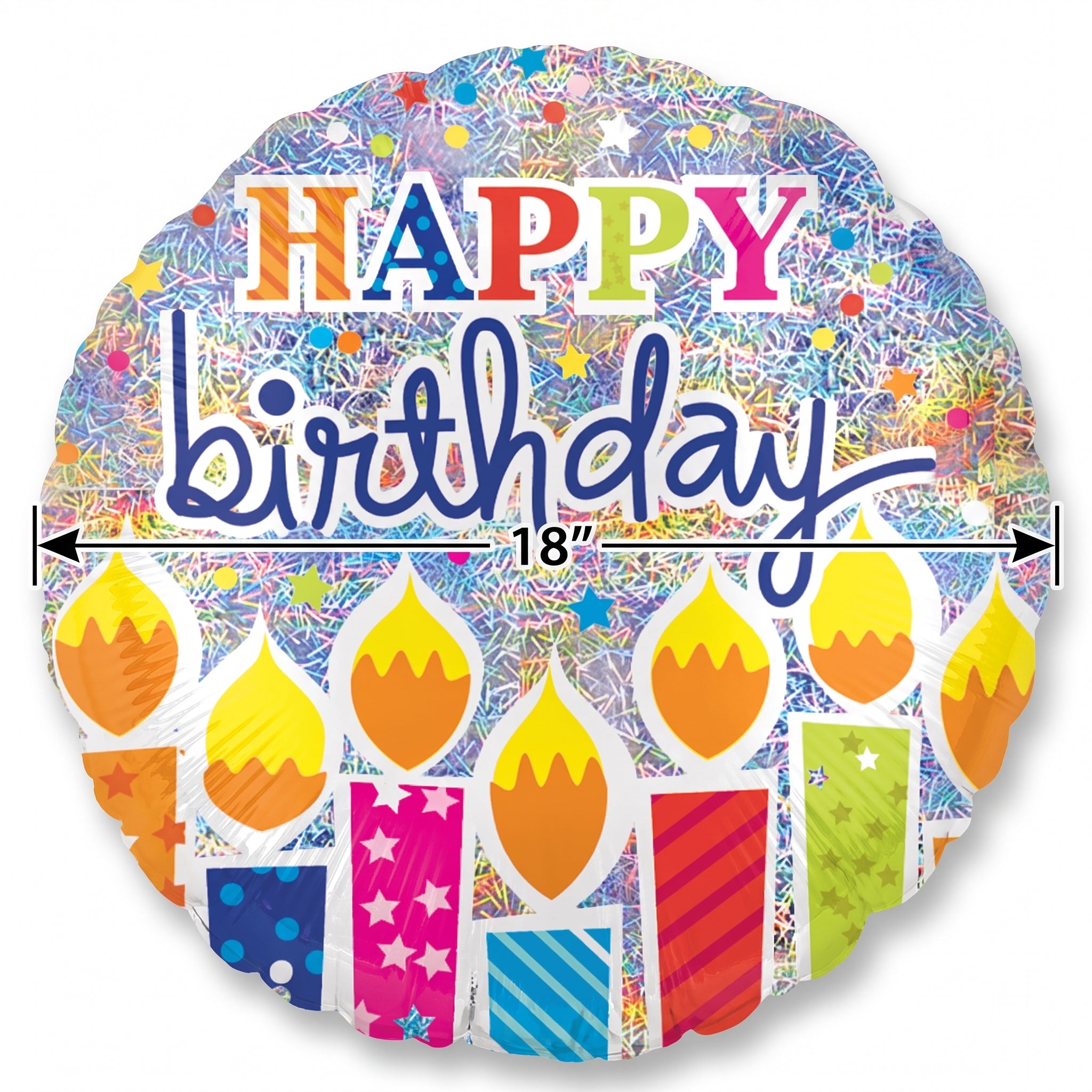 18-Inch Holographic "Happy Birthday" Foil Balloon