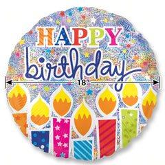 18-Inch Holographic "Happy Birthday" Foil Balloon