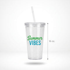 Summer Vibes Light-Up Plastic Tumbler with Straw, 16 oz