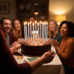 Silver Thin Taper Birthday Candles - 12 Pack