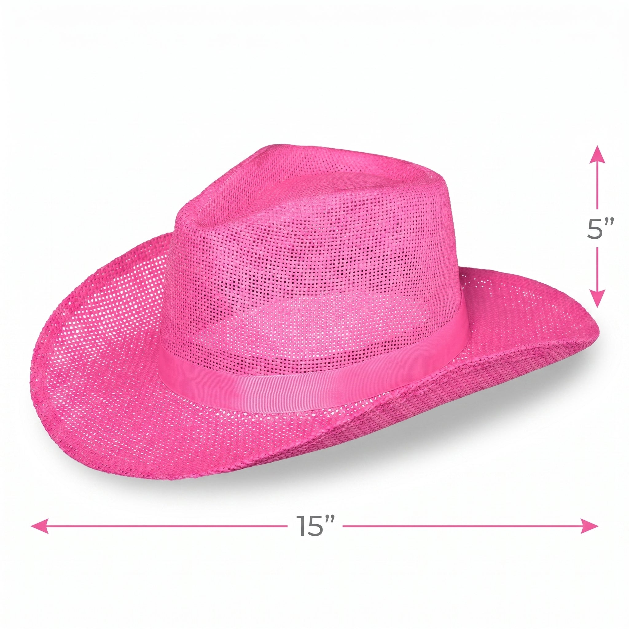 Bright Pink Straw Cowboy Hat - Costume Accessory for Any Event