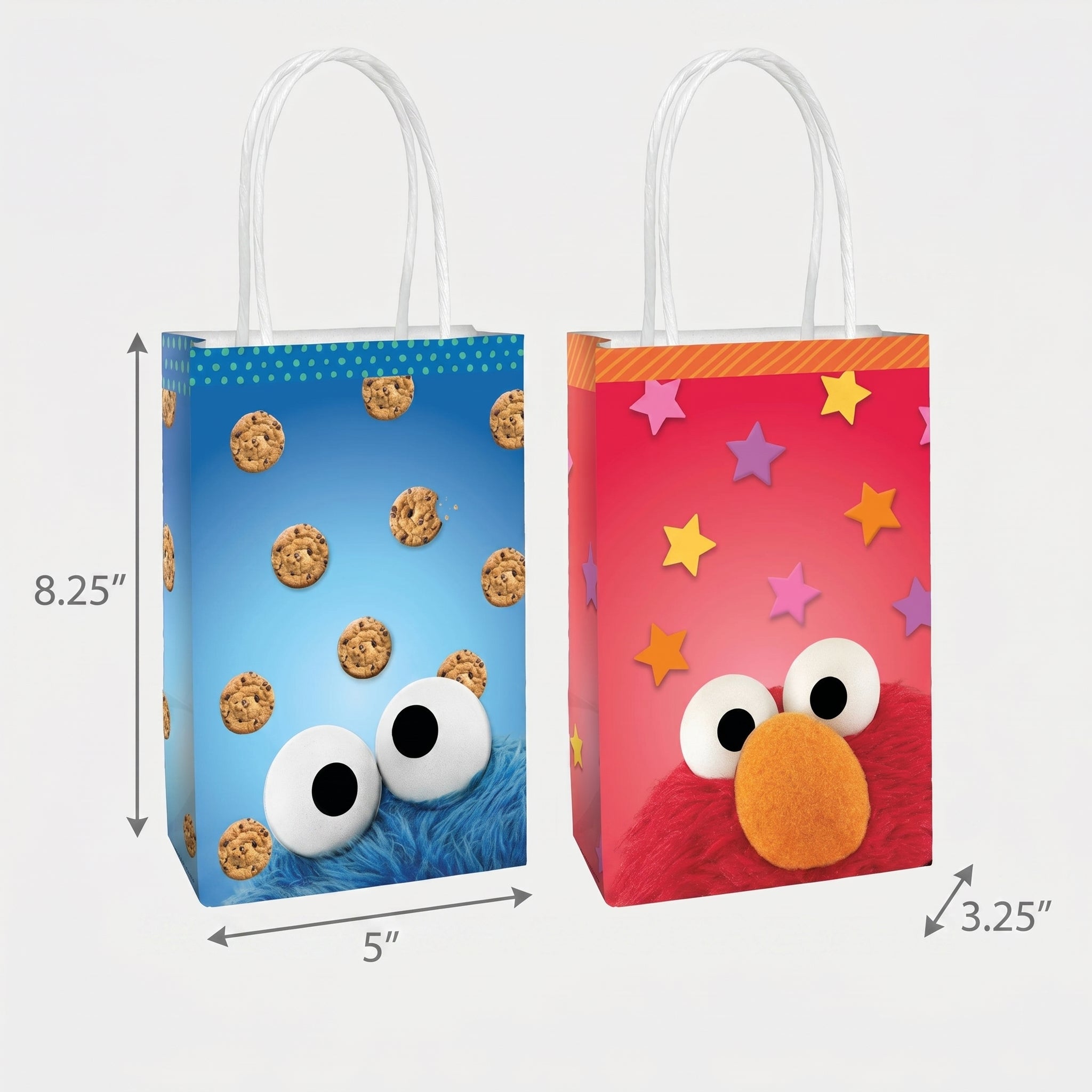 Sesame Street Elmo & Cookie Monster Create Your Own Kraft Gift Bags - 8 Pack
