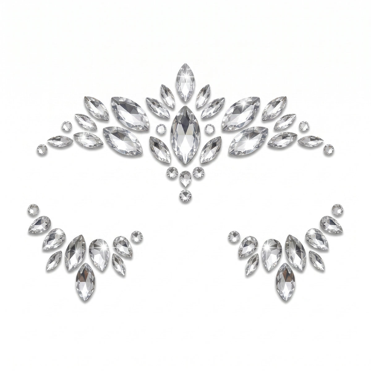 Silver Self-Adhesive Face Jewels - Glam Costume Accessory