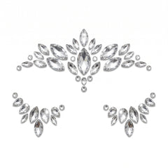 Silver Self-Adhesive Face Jewels - Glam Costume Accessory