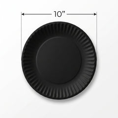 Classic Black 10" Paper Dinner Plates - Solid Color