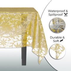 Gold Lace Plastic Table Covers | 6 Pack