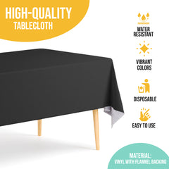 Black Flannel Backed Plastic Table Cover 54 in. x 108 in.