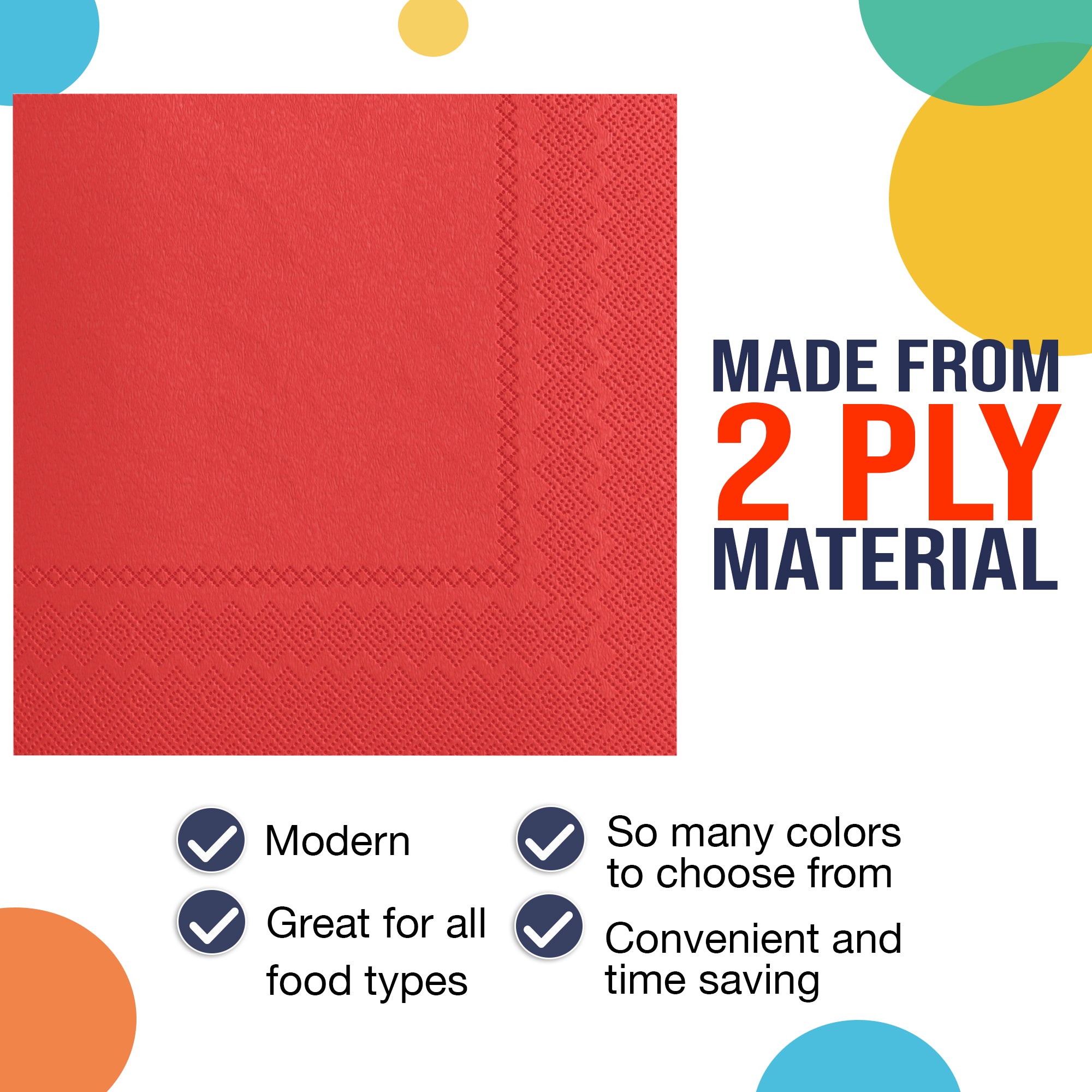 Red Beverage Napkins | 4.75 in. x 4.75 in. | 50 Count